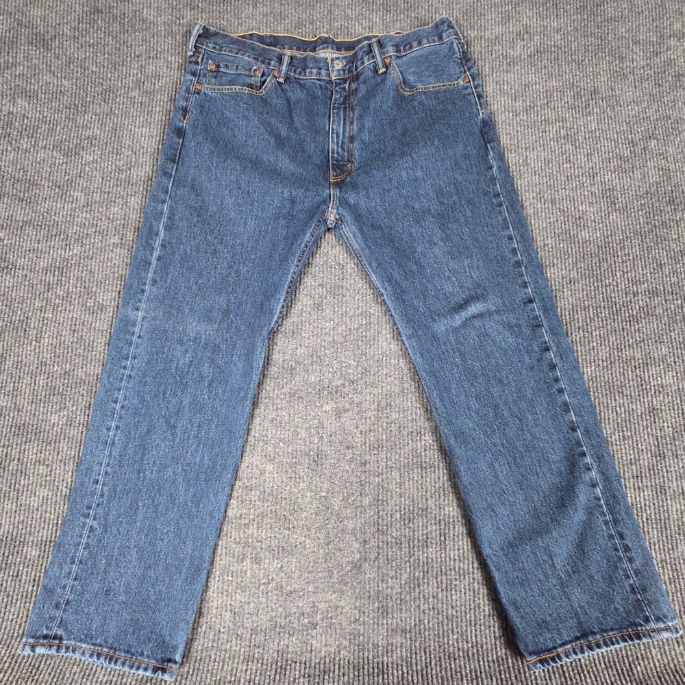 Levi Strauss 505 Mens Jeans W40 L29 Dark Wash Straight Fit Denim